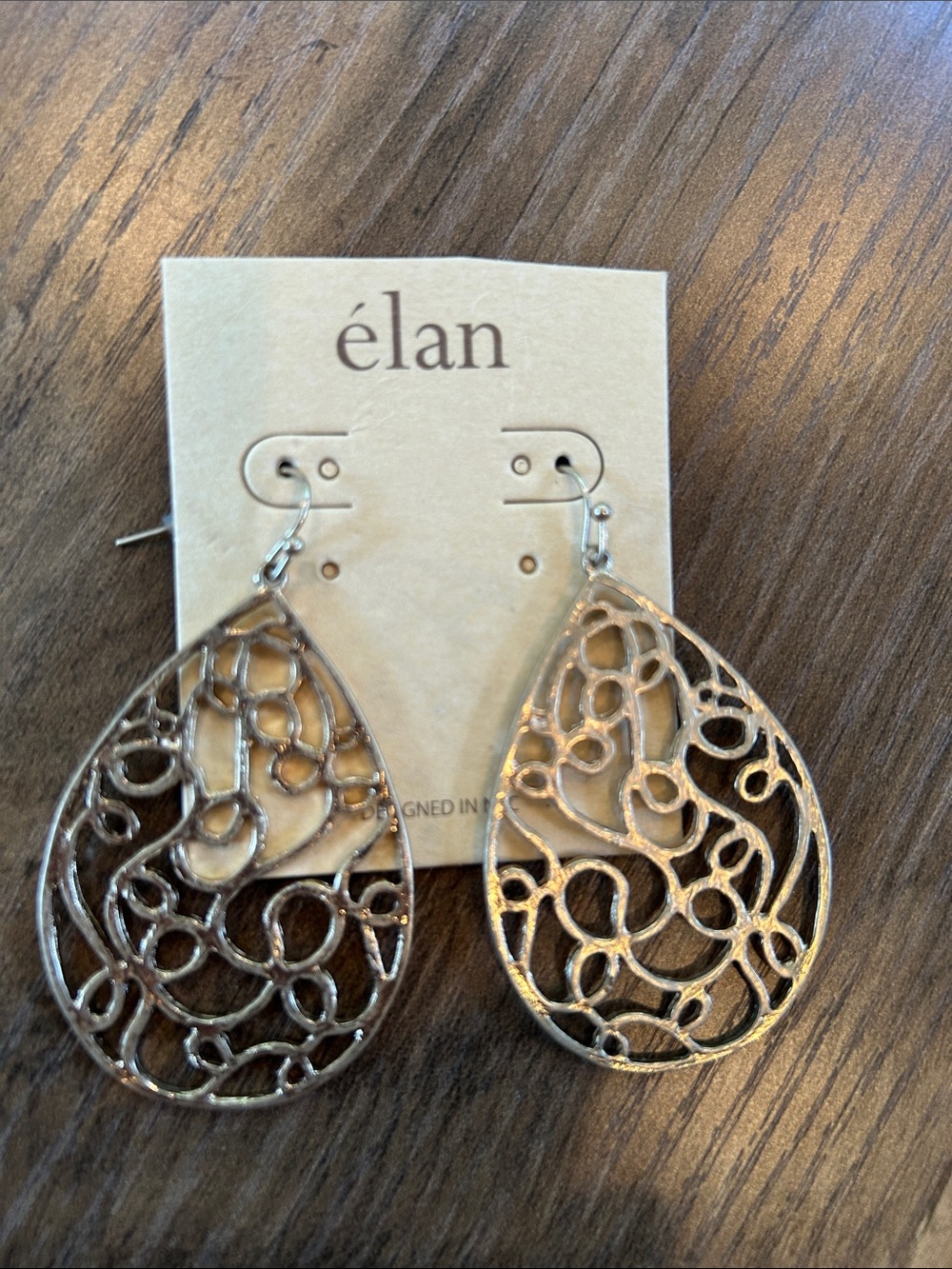 élan Gold Tone Filigree Teardrop Earrings